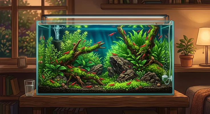 Acuario de gambas Cherry: montaje y cuidados completos