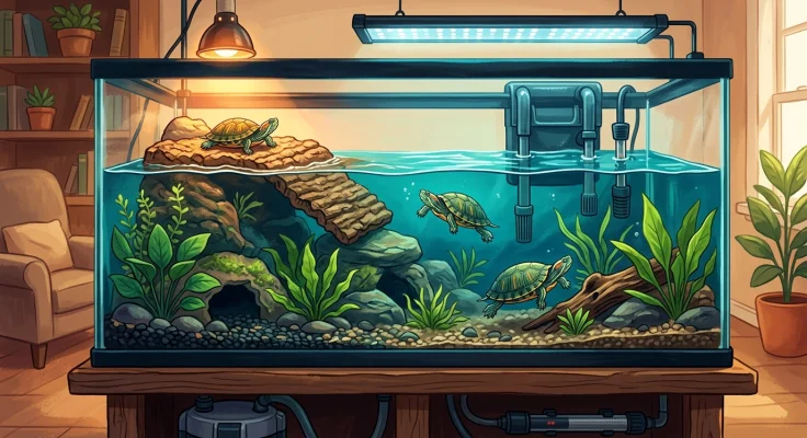 Acuario para tortugas de agua: configuración completa