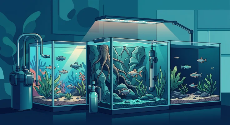Fondo para acuario: láminas, 3D y pintura comparados