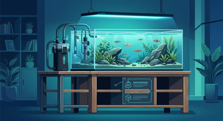 Mesa o soporte para acuario: peso máximo y materiales