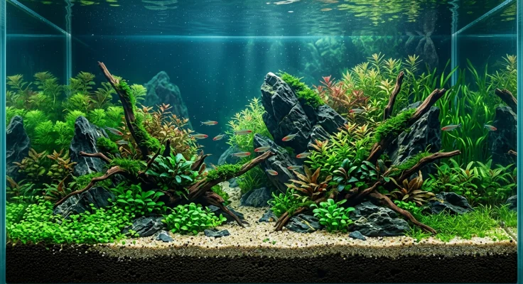 Capas de sustrato en aquascaping: base nutritiva y grava